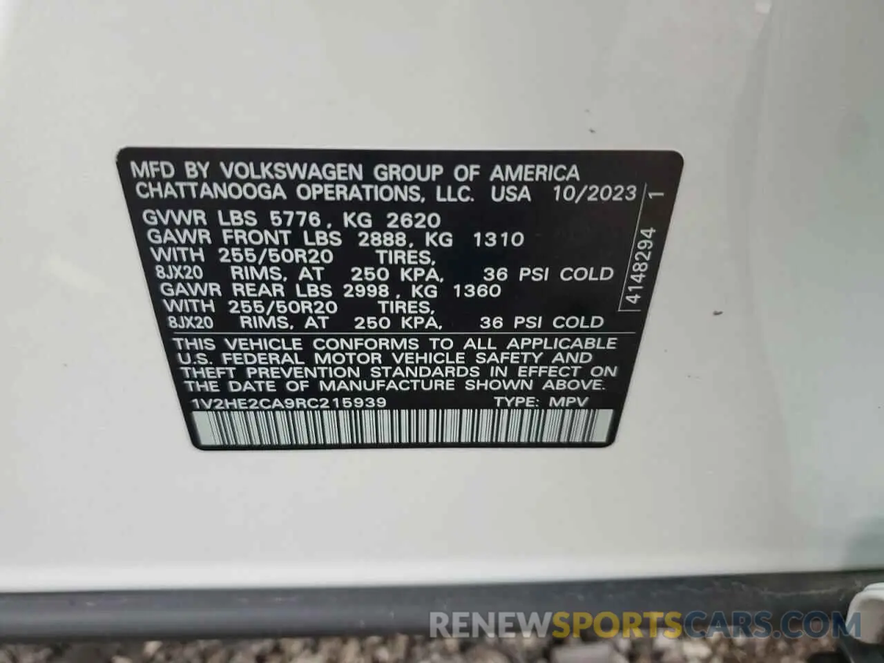 15 Photograph of a damaged car 1V2HE2CA9RC215939 VOLKSWAGEN ATLAS 2024