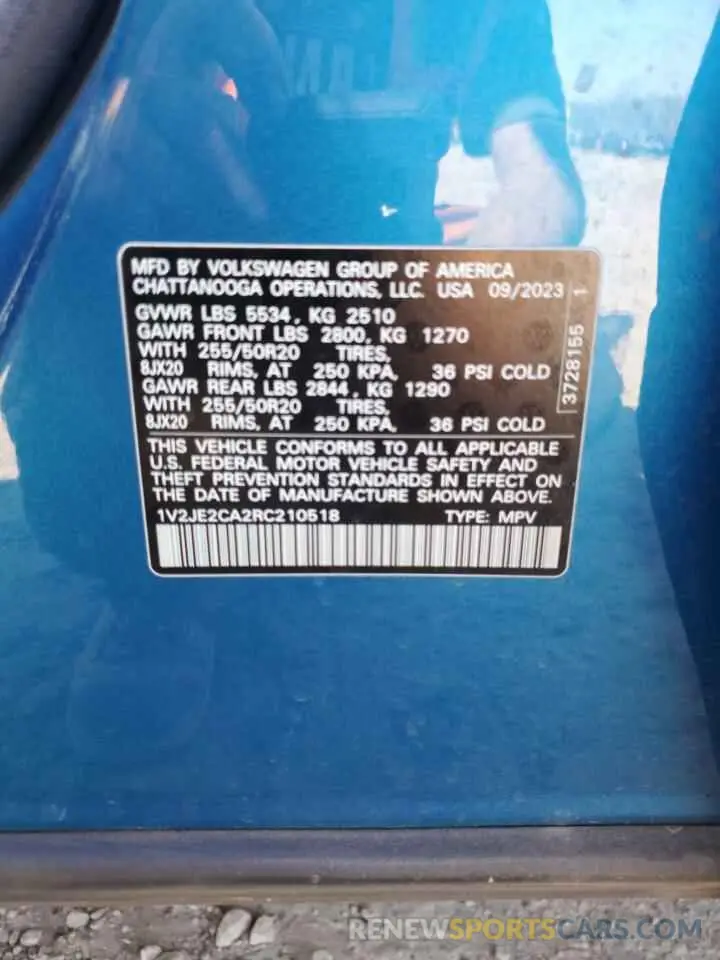 15 Photograph of a damaged car 1V2JE2CA2RC210518 VOLKSWAGEN ATLAS 2024