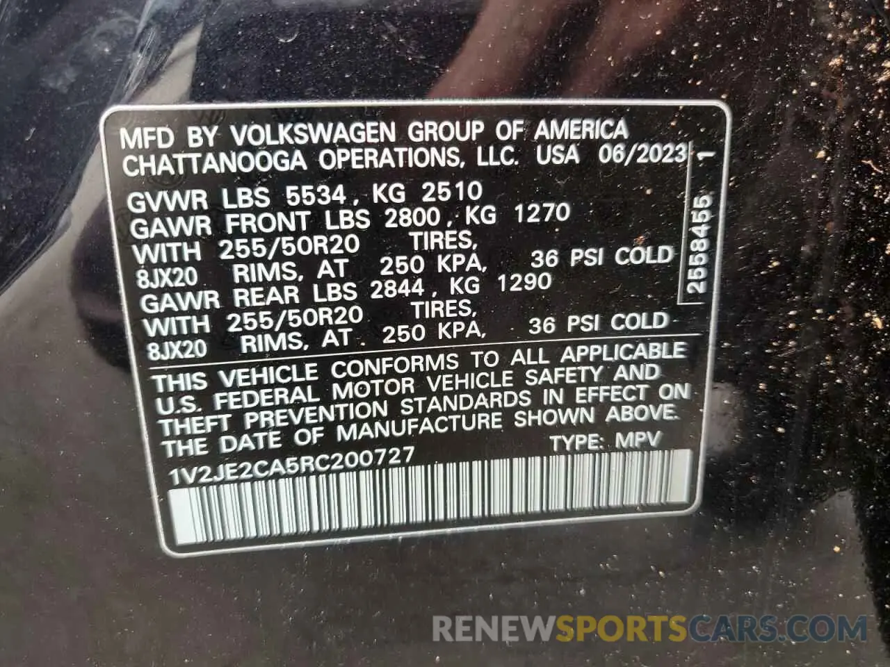 13 Photograph of a damaged car 1V2JE2CA5RC200727 VOLKSWAGEN ATLAS 2024