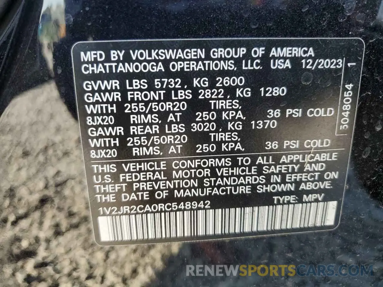 13 Photograph of a damaged car 1V2JR2CA0RC548942 VOLKSWAGEN ATLAS 2024