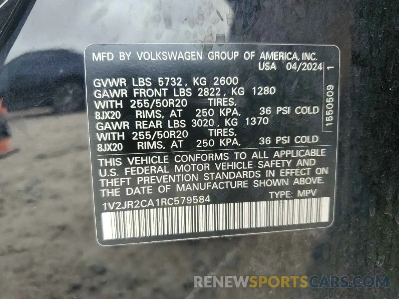 13 Photograph of a damaged car 1V2JR2CA1RC579584 VOLKSWAGEN ATLAS 2024