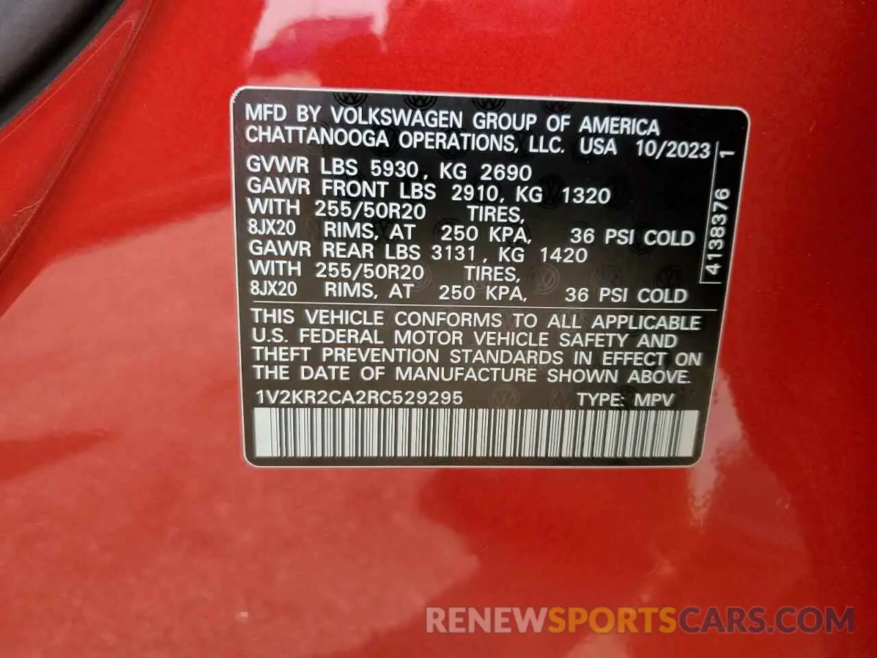 13 Photograph of a damaged car 1V2KR2CA2RC529295 VOLKSWAGEN ATLAS 2024