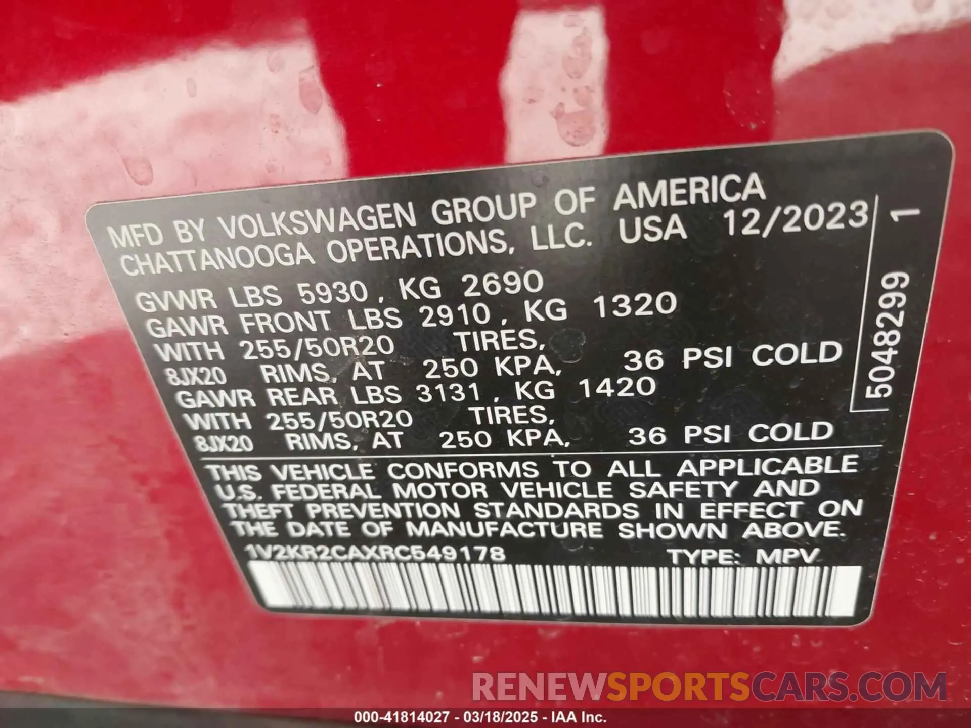 9 Photograph of a damaged car 1V2KR2CAXRC549178 VOLKSWAGEN ATLAS 2024