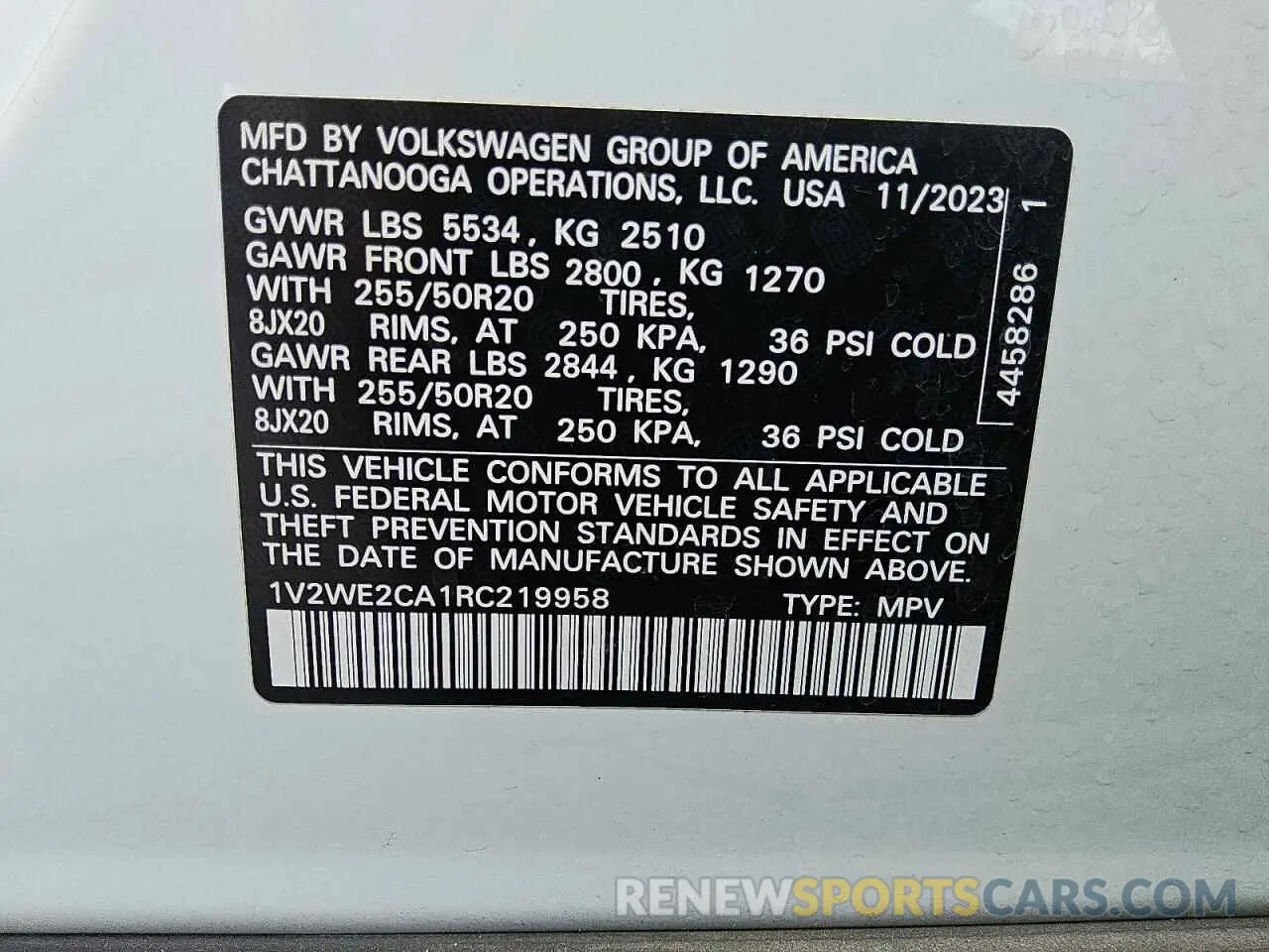 13 Photograph of a damaged car 1V2WE2CA1RC219958 VOLKSWAGEN ATLAS 2024