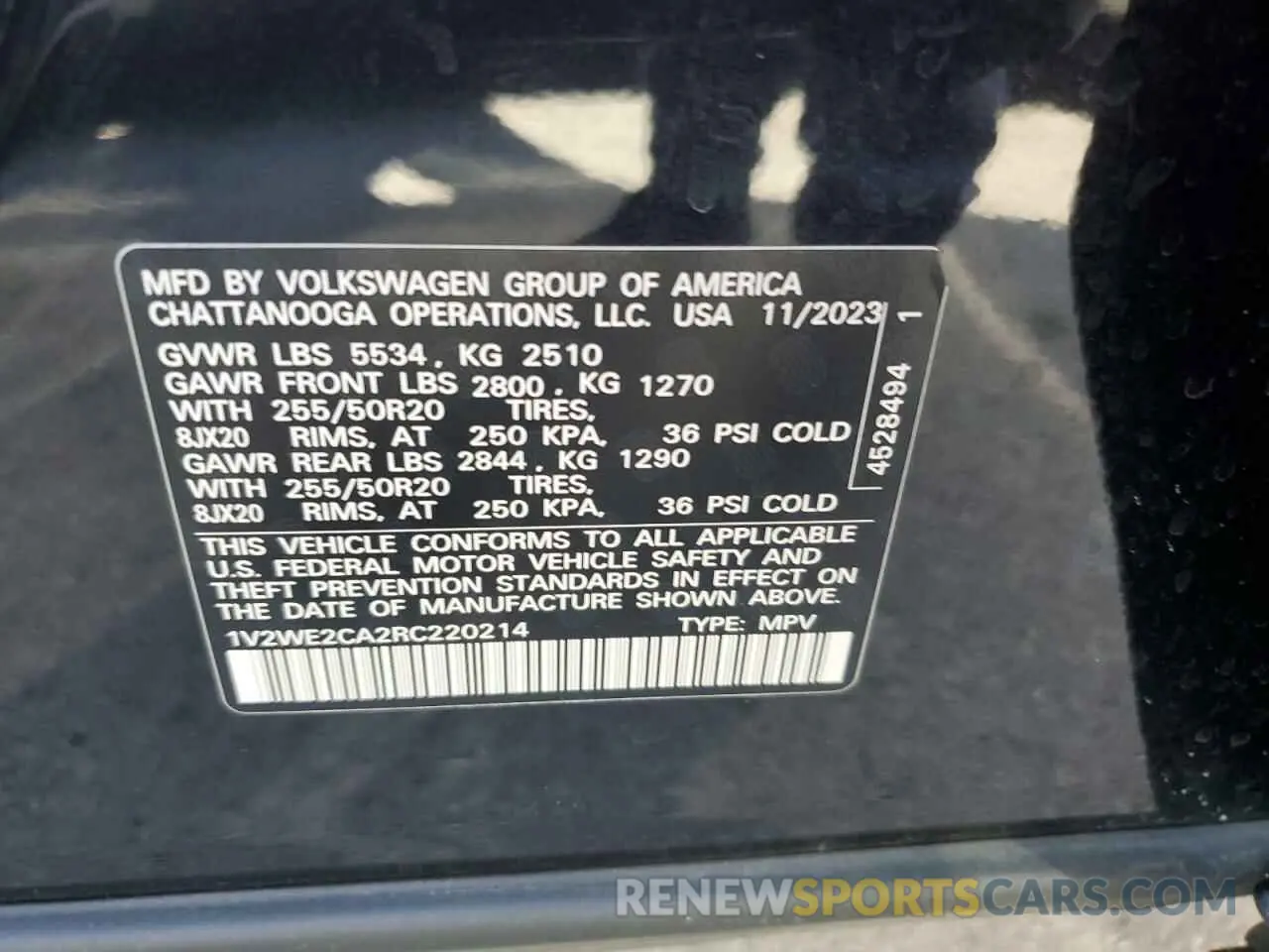 13 Photograph of a damaged car 1V2WE2CA2RC220214 VOLKSWAGEN ATLAS 2024