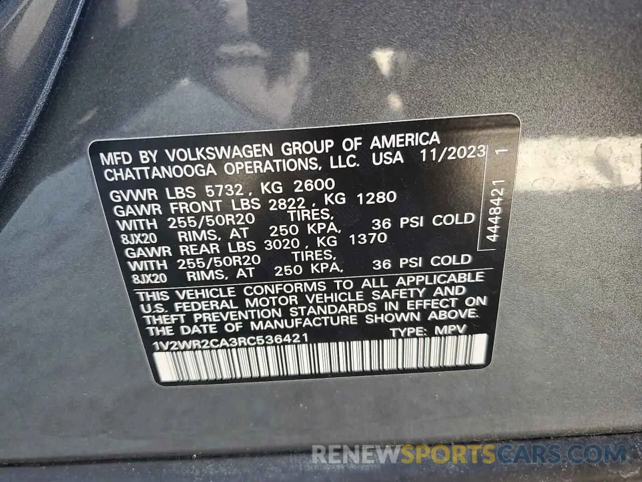 13 Photograph of a damaged car 1V2WR2CA3RC536421 VOLKSWAGEN ATLAS 2024