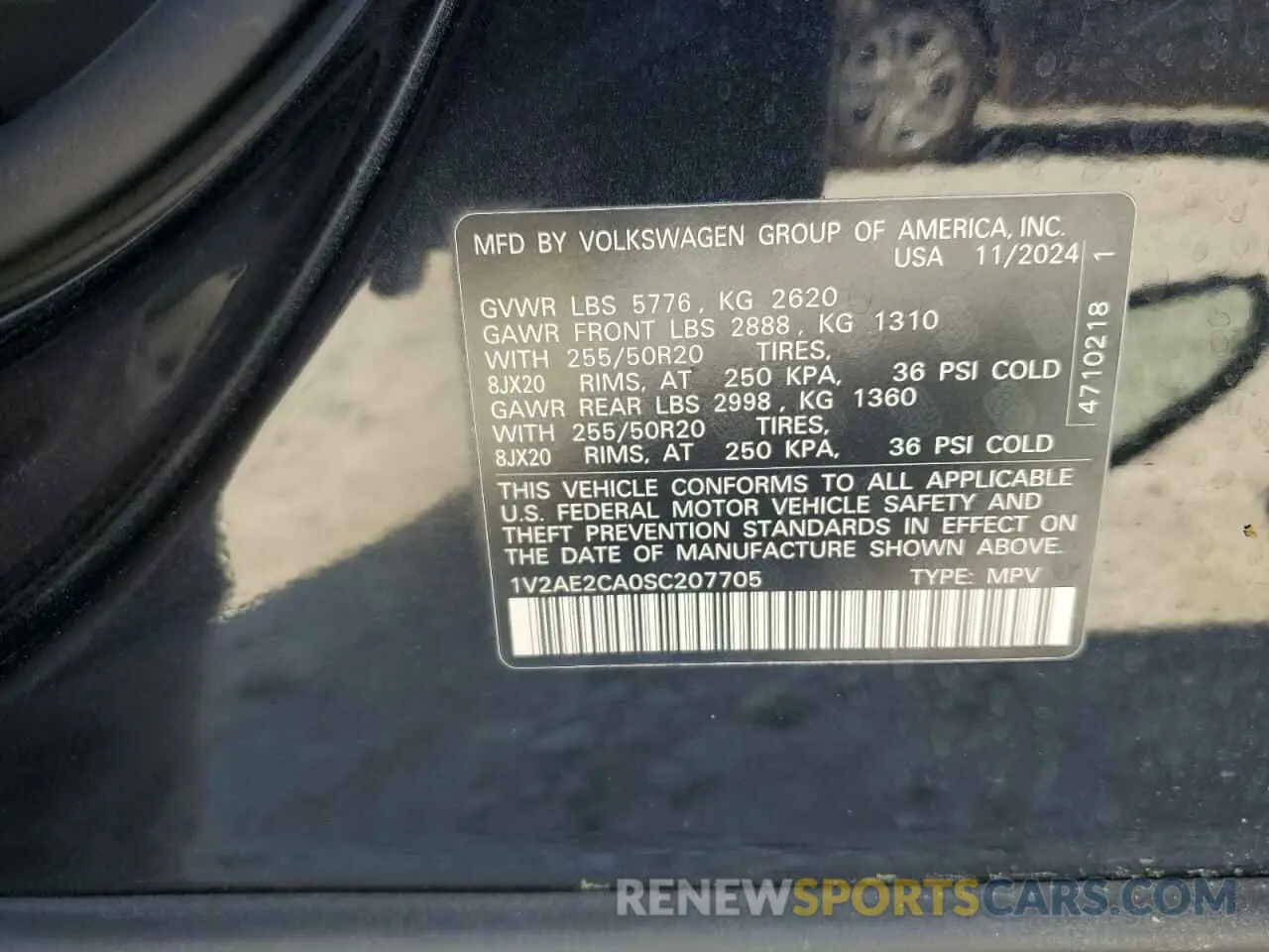 13 Photograph of a damaged car 1V2AE2CA0SC207705 VOLKSWAGEN ATLAS 2025