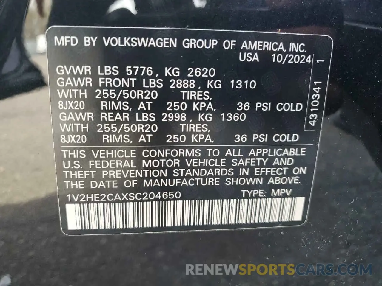 14 Photograph of a damaged car 1V2HE2CAXSC204650 VOLKSWAGEN ATLAS 2025