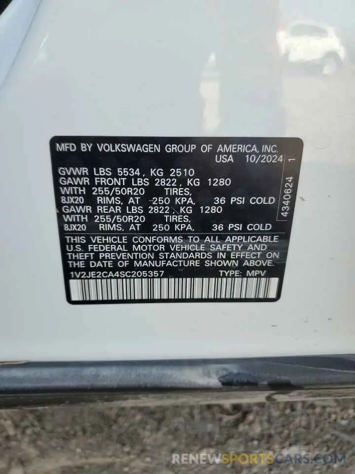 14 Photograph of a damaged car 1V2JE2CA4SC205357 VOLKSWAGEN ATLAS 2025