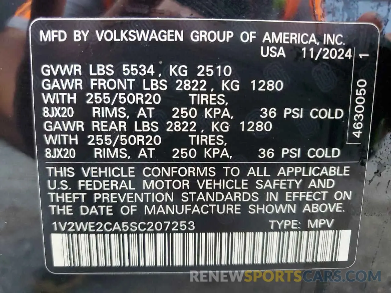 14 Photograph of a damaged car 1V2WE2CA5SC207253 VOLKSWAGEN ATLAS 2025