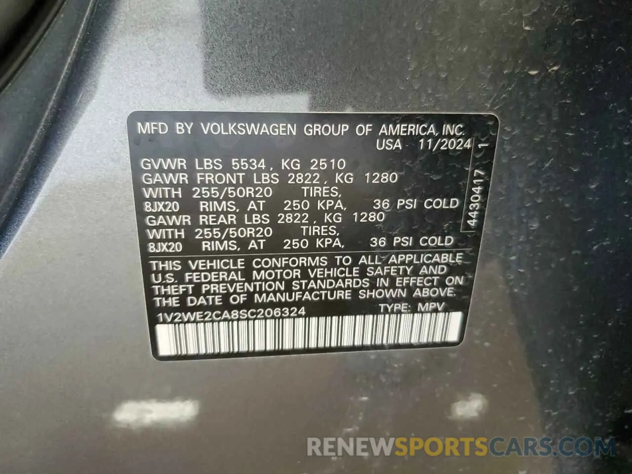 14 Photograph of a damaged car 1V2WE2CA8SC206324 VOLKSWAGEN ATLAS 2025