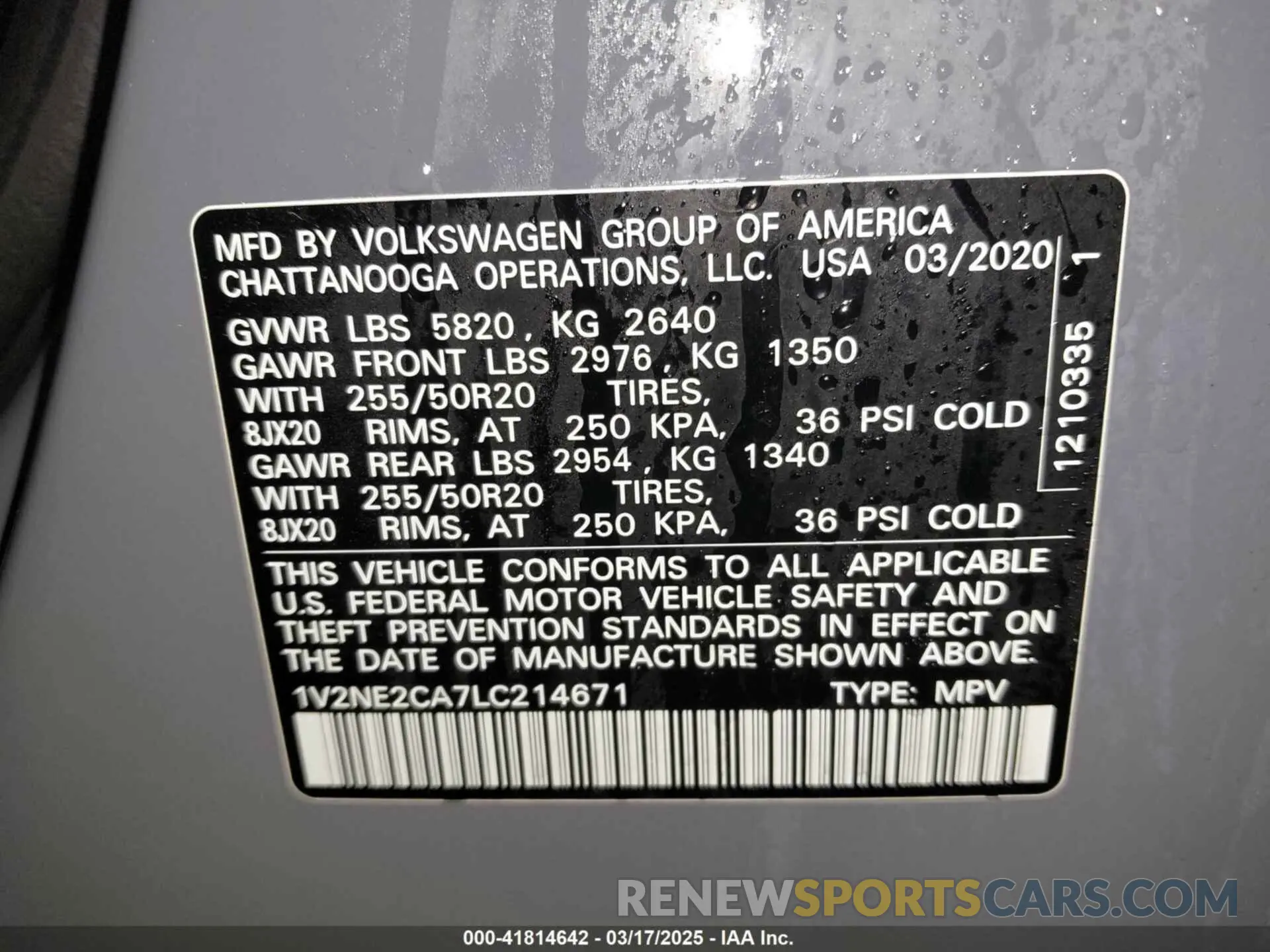 9 Photograph of a damaged car 1V2NE2CA7LC214671 VOLKSWAGEN ATLAS CROSS SPORT 2020