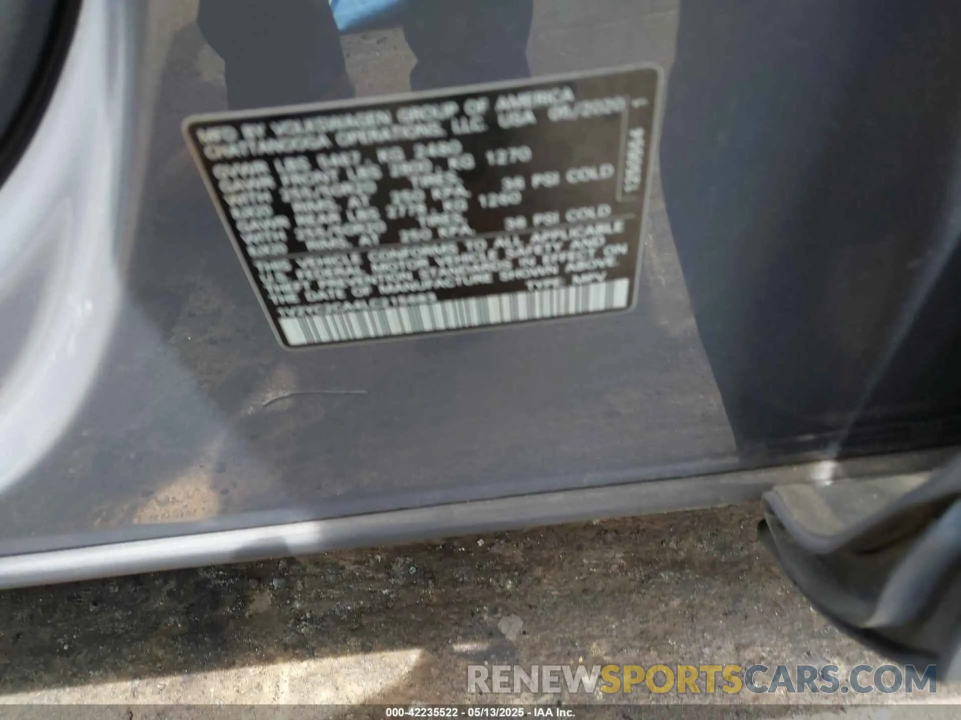 9 Photograph of a damaged car 1V2YC2CA4LC215683 VOLKSWAGEN ATLAS CROSS SPORT 2020