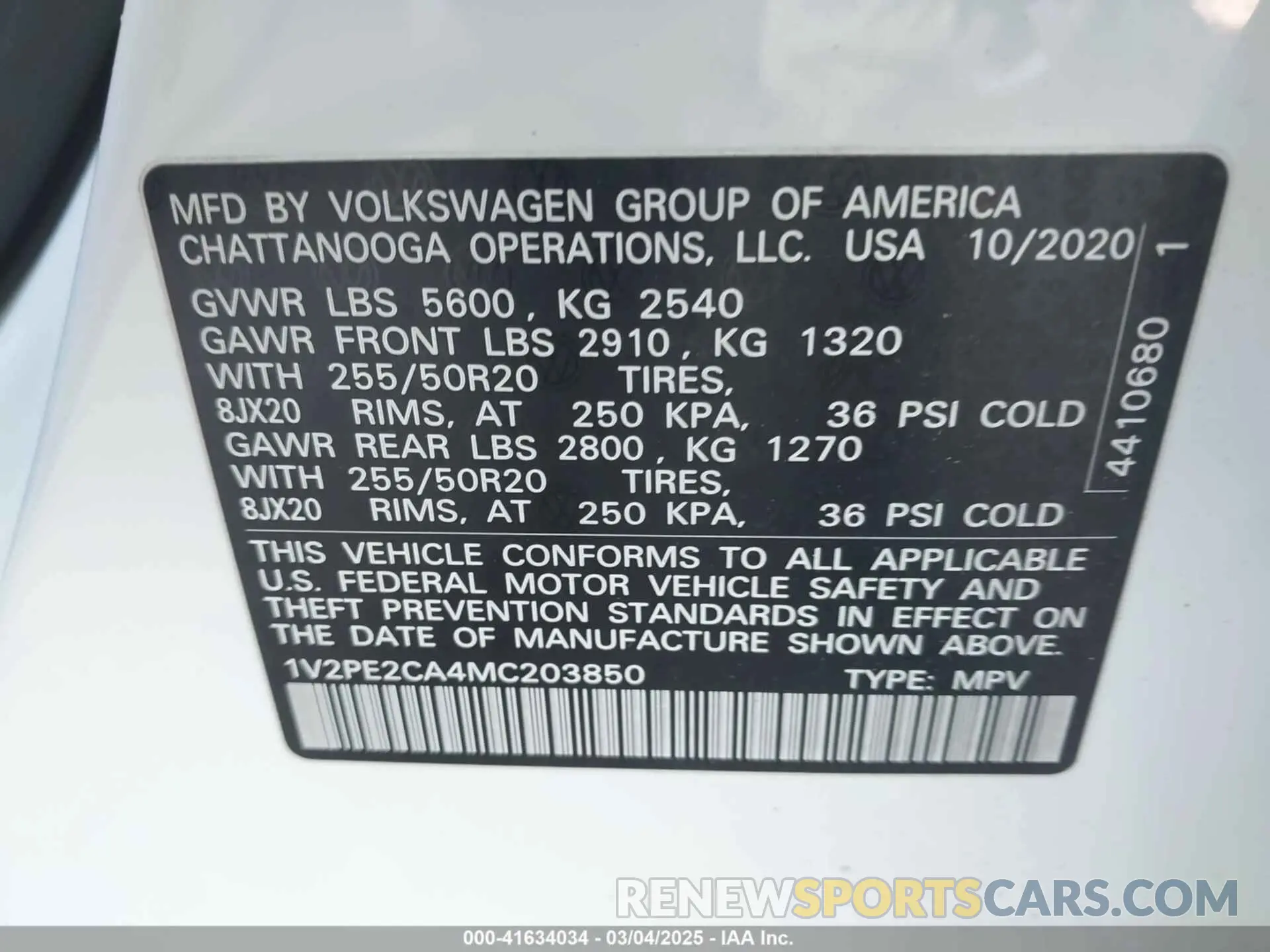 9 Photograph of a damaged car 1V2PE2CA4MC203850 VOLKSWAGEN ATLAS CROSS SPORT 2021
