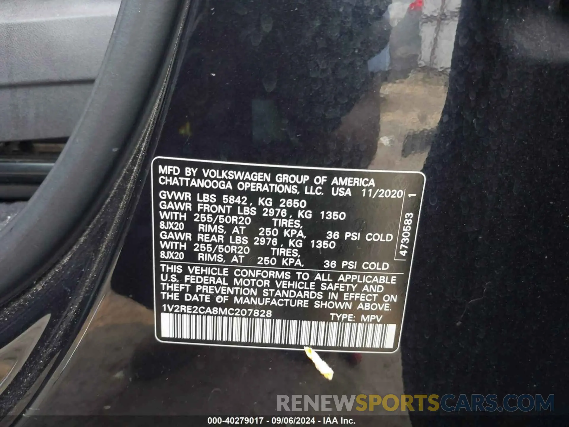 9 Photograph of a damaged car 1V2RE2CA8MC207828 VOLKSWAGEN ATLAS CROSS SPORT 2021
