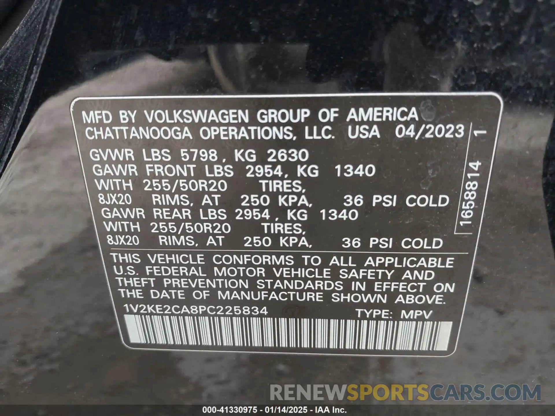 9 Photograph of a damaged car 1V2KE2CA8PC225834 VOLKSWAGEN ATLAS CROSS SPORT 2023
