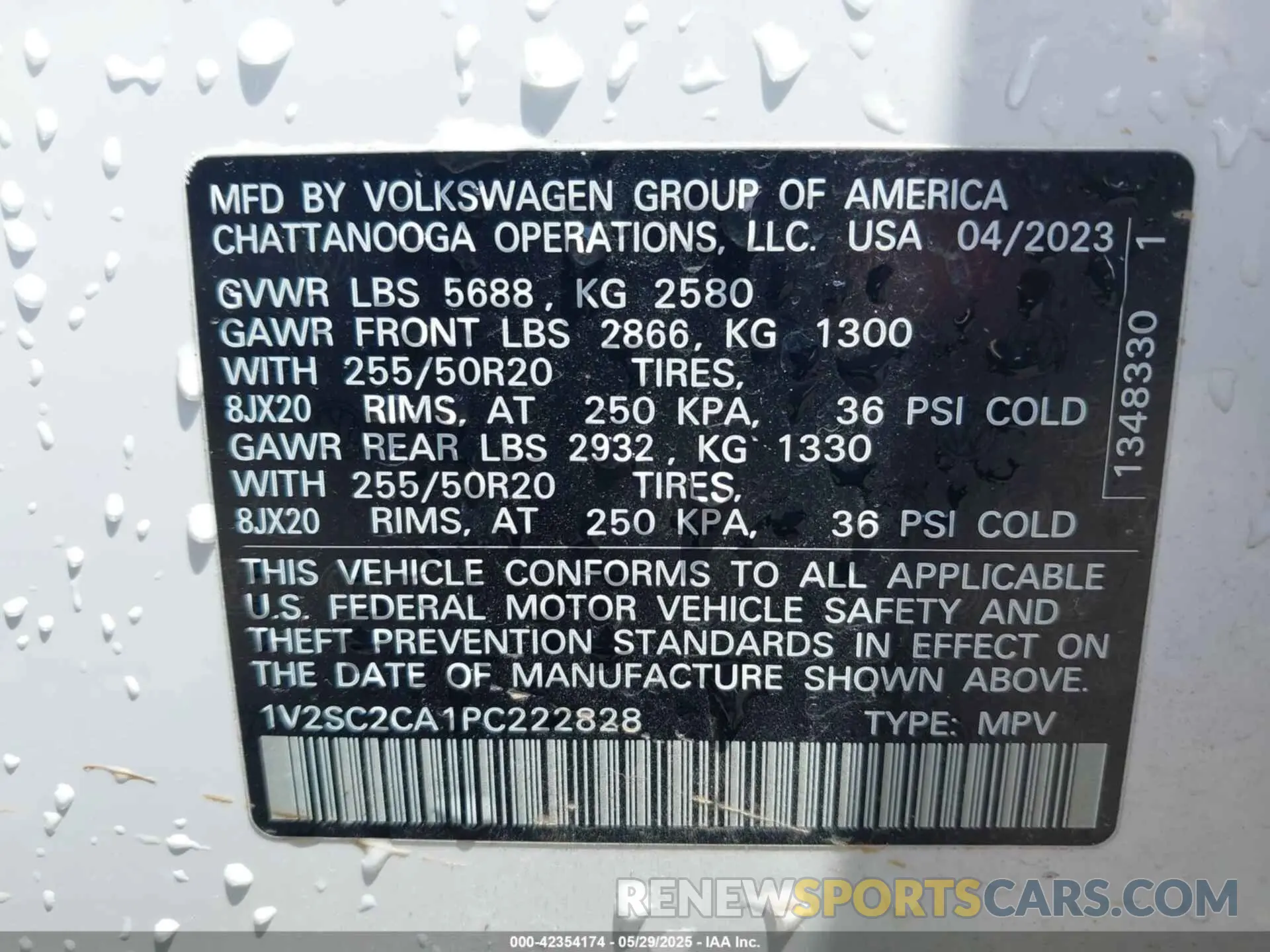 9 Photograph of a damaged car 1V2SC2CA1PC222828 VOLKSWAGEN ATLAS CROSS SPORT 2023