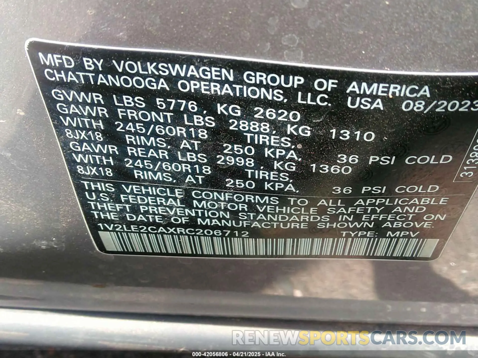 9 Photograph of a damaged car 1V2LE2CAXRC206712 VOLKSWAGEN ATLAS CROSS SPORT 2024