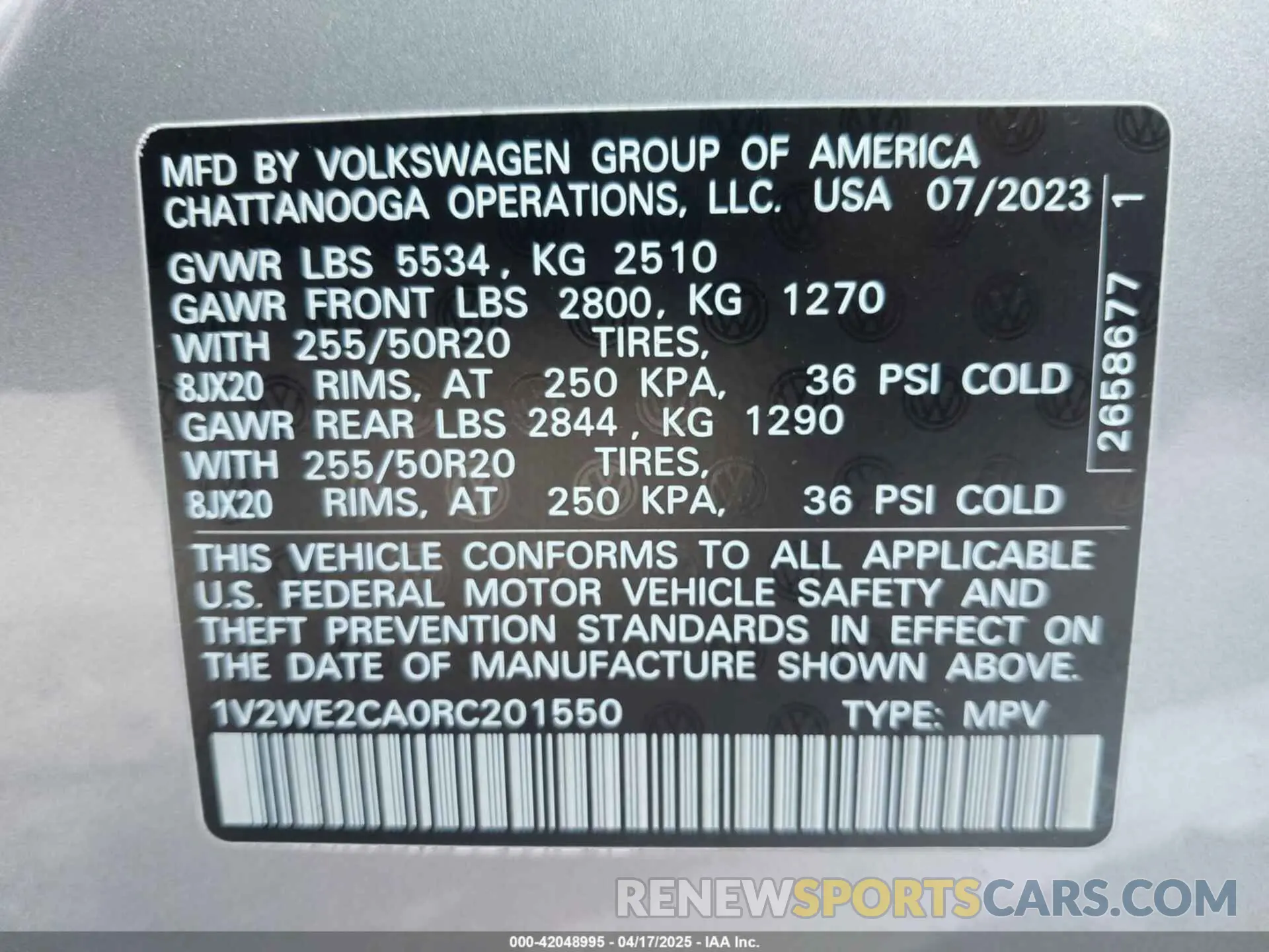 9 Photograph of a damaged car 1V2WE2CA0RC201550 VOLKSWAGEN ATLAS CROSS SPORT 2024