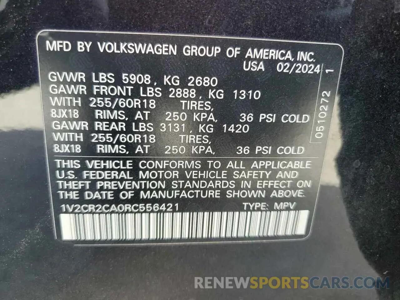 13 Photograph of a damaged car 1V2CR2CA0RC556421 VOLKSWAGEN ATLAS PEAK 2024