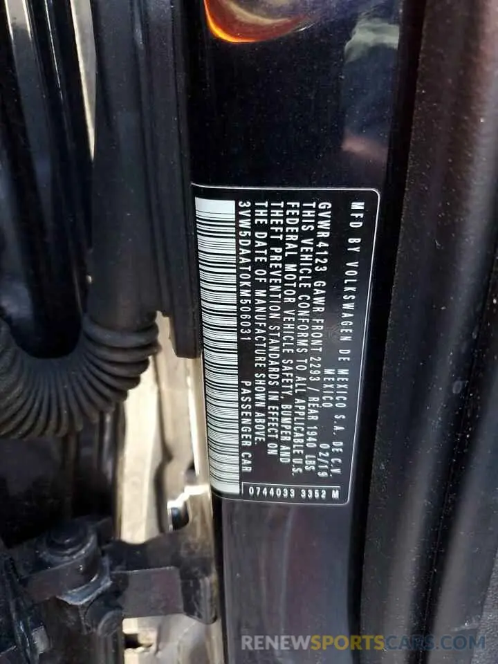 12 Photograph of a damaged car 3VW5DAAT0KM506031 VOLKSWAGEN BEETLE 2019