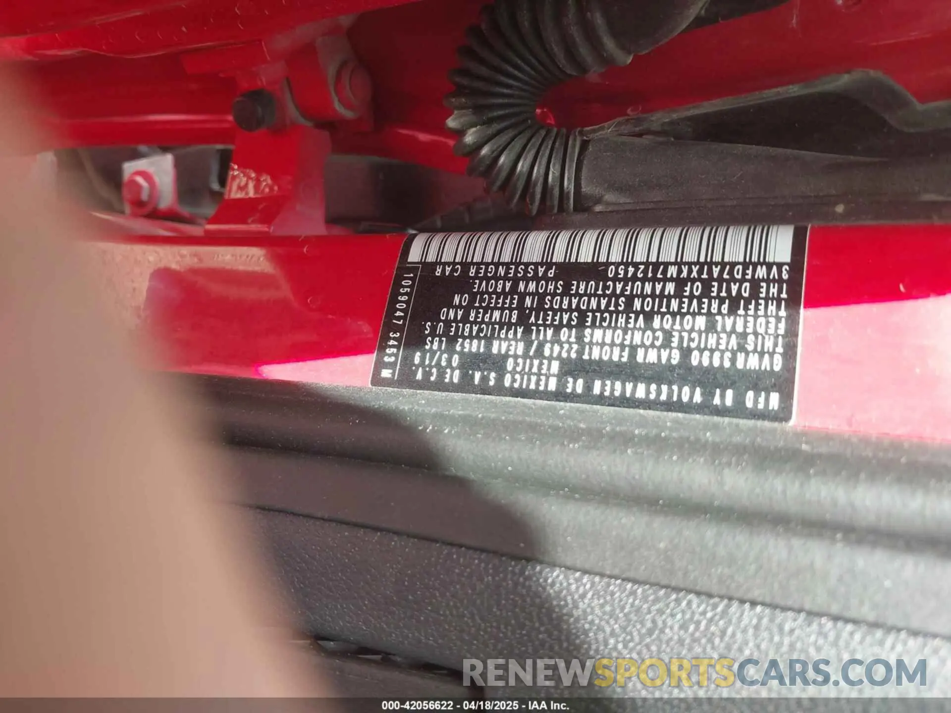 9 Photograph of a damaged car 3VWFD7ATXKM712450 VOLKSWAGEN BEETLE 2019