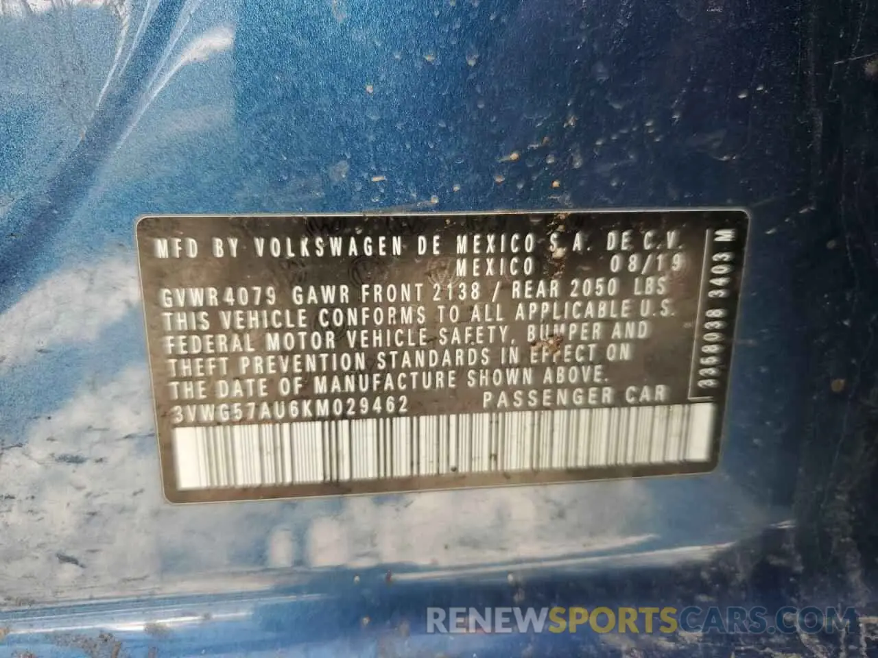 14 Photograph of a damaged car 3VWG57AU6KM029462 VOLKSWAGEN GOLF 2019
