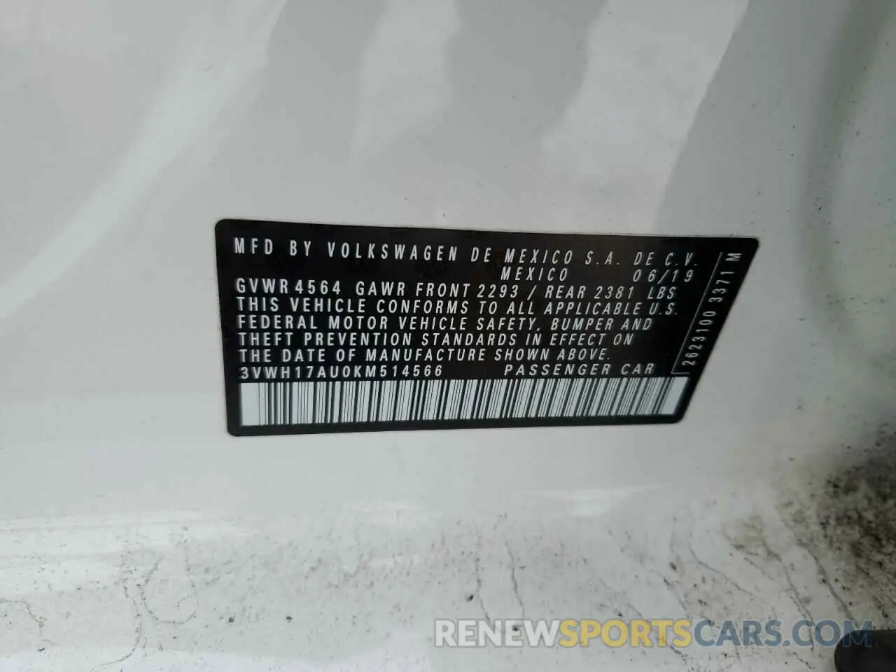 14 Photograph of a damaged car 3VWH17AU0KM514566 VOLKSWAGEN GOLF 2019