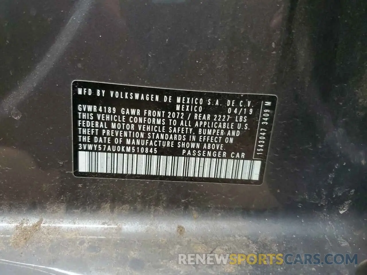 14 Photograph of a damaged car 3VWY57AU0KM510845 VOLKSWAGEN GOLF 2019
