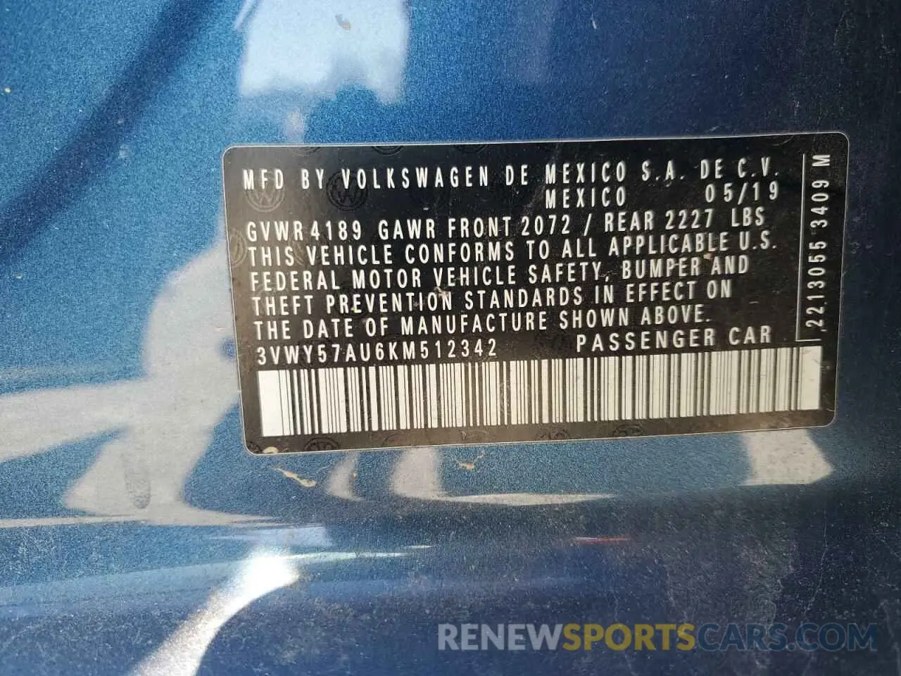 14 Photograph of a damaged car 3VWY57AU6KM512342 VOLKSWAGEN GOLF 2019