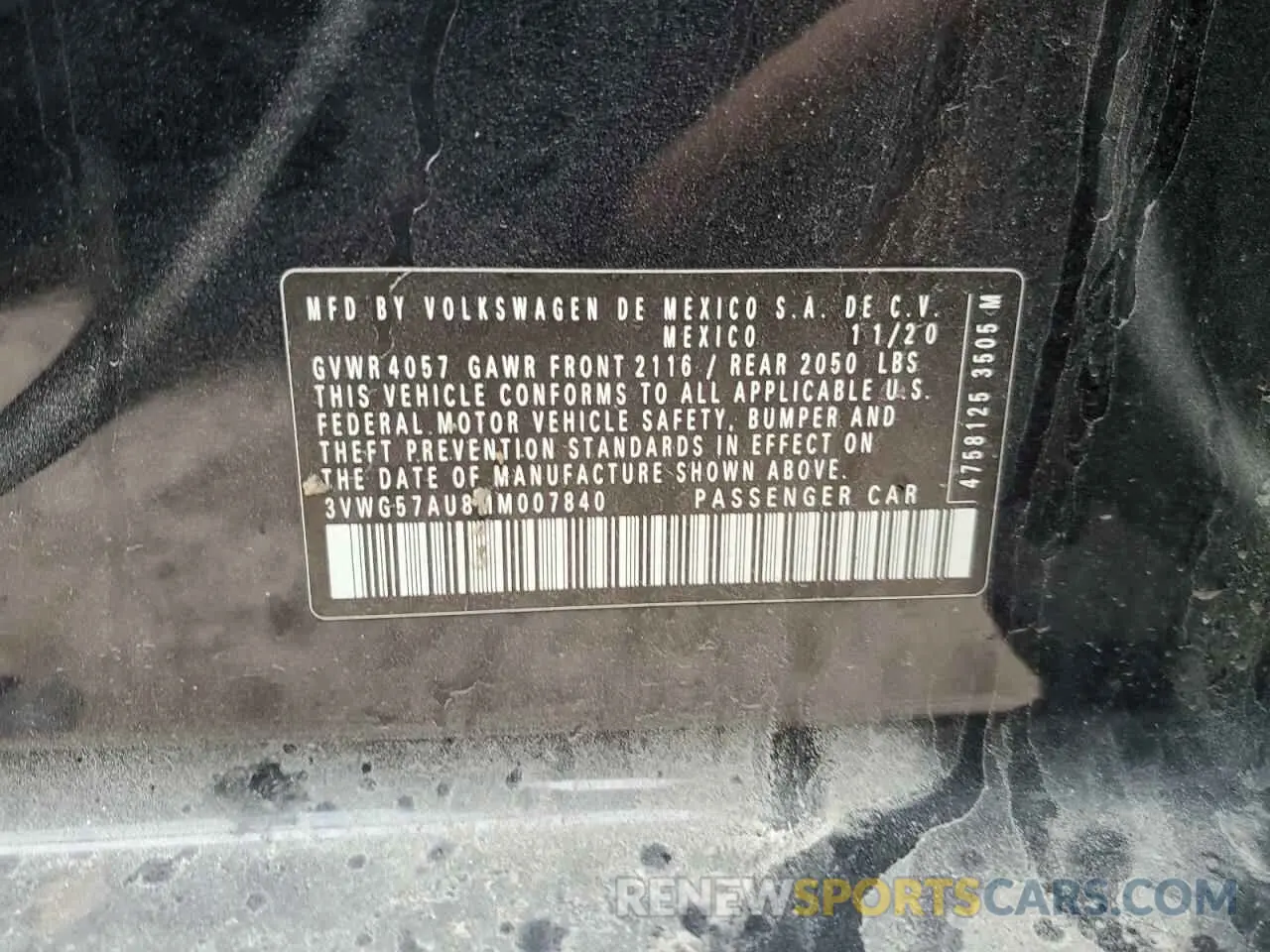 12 Photograph of a damaged car 3VWG57AU8MM007840 VOLKSWAGEN GOLF 2021
