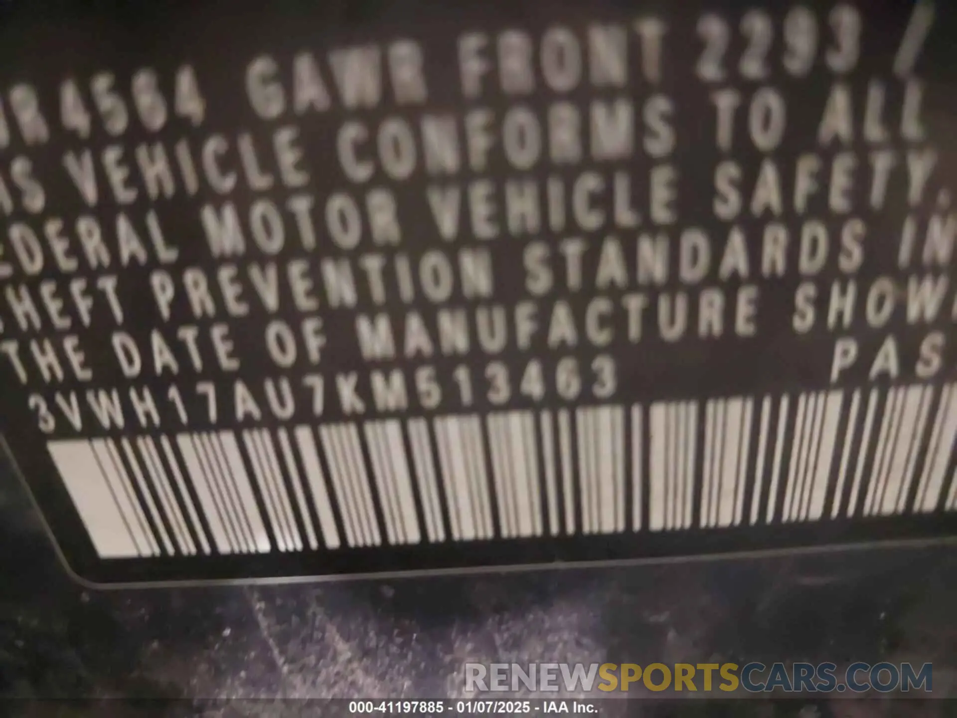 9 Photograph of a damaged car 3VWH17AU7KM513463 VOLKSWAGEN GOLF ALLTRACK 2019