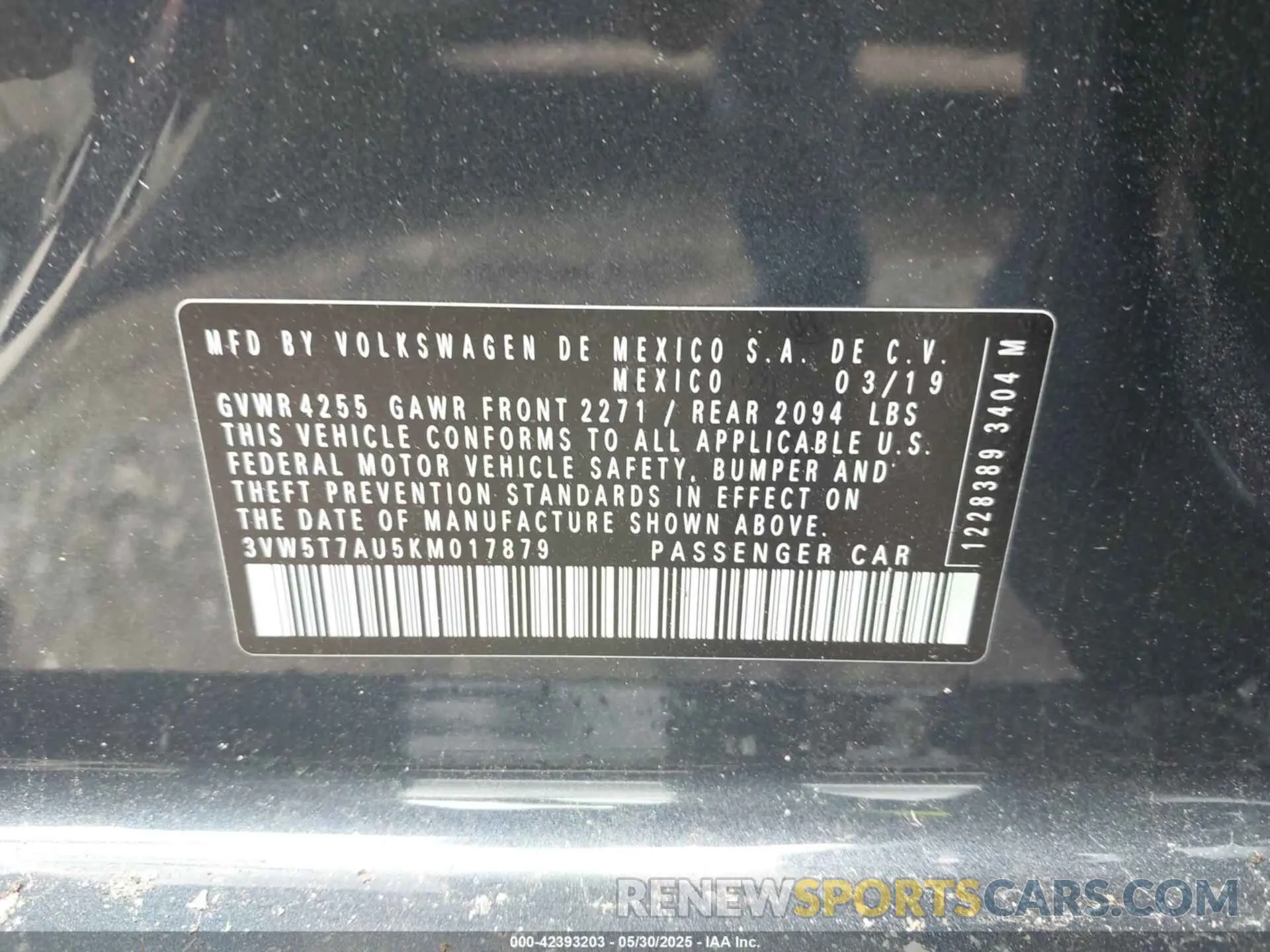 9 Photograph of a damaged car 3VW5T7AU5KM017879 VOLKSWAGEN GOLF GTI 2019