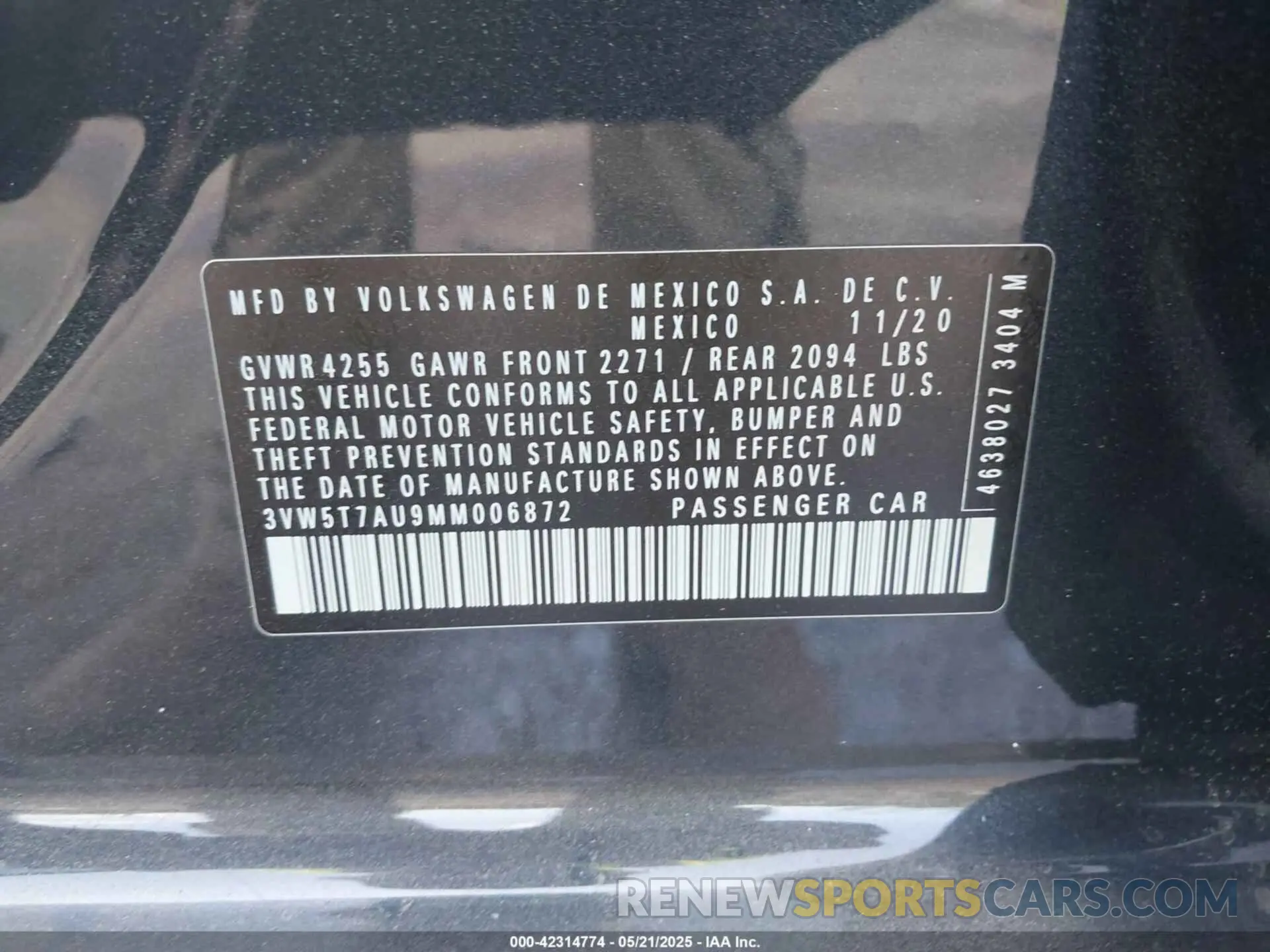 9 Photograph of a damaged car 3VW5T7AU9MM006872 VOLKSWAGEN GOLF GTI 2021