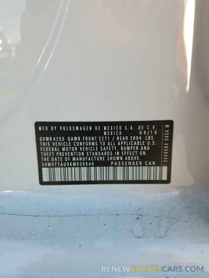 12 Photograph of a damaged car 3VW5T7AU9KM035544 VOLKSWAGEN GTI 2019