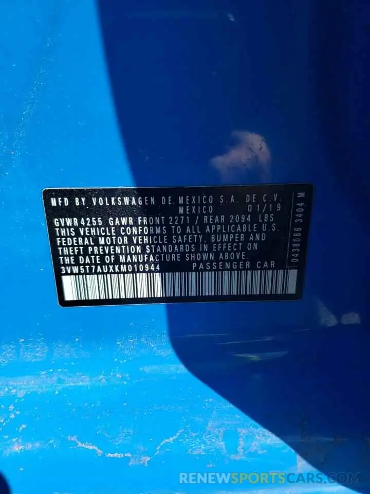 12 Photograph of a damaged car 3VW5T7AUXKM010944 VOLKSWAGEN GTI 2019