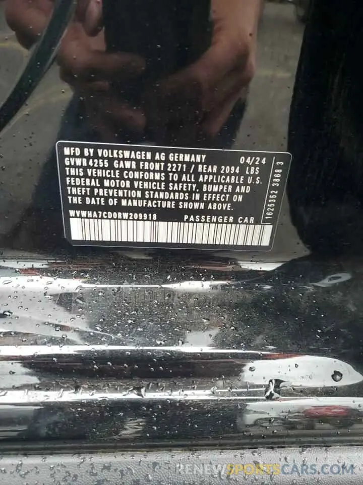 12 Photograph of a damaged car WVWHA7CD0RW209918 VOLKSWAGEN GTI 2024