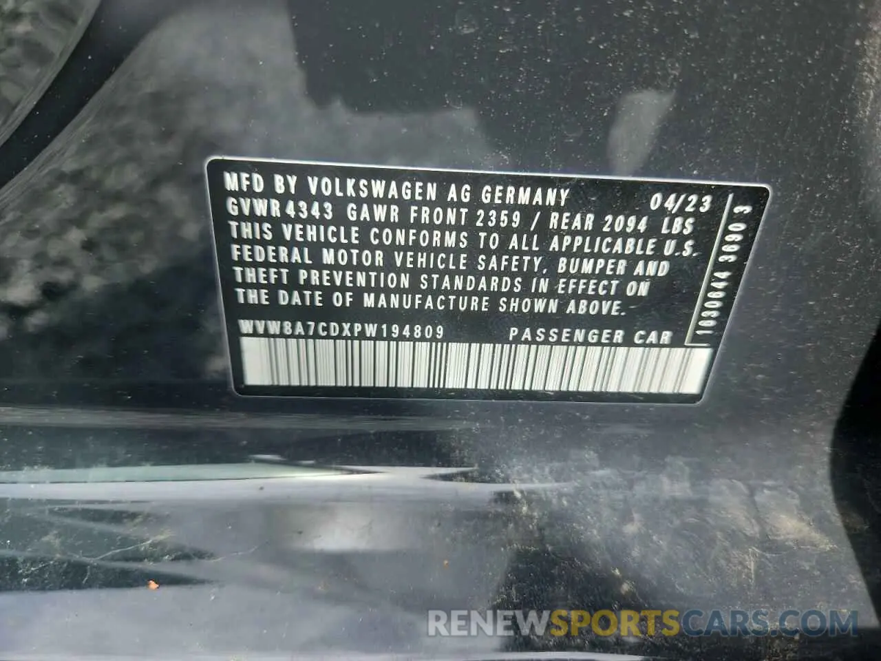 12 Photograph of a damaged car WVW8A7CDXPW194809 VOLKSWAGEN GTI 40TH A 2023