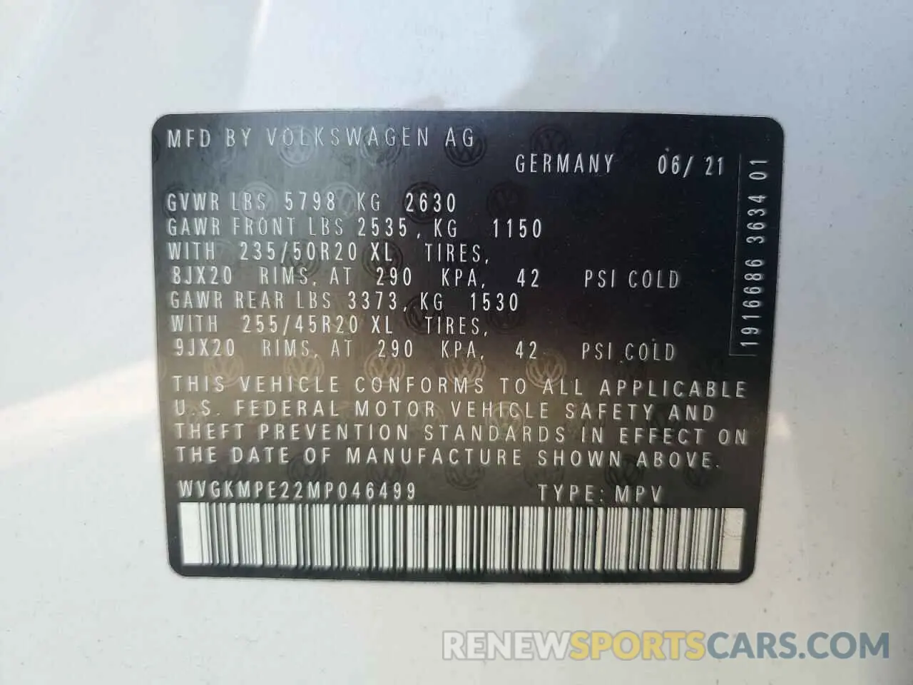 13 Photograph of a damaged car WVGKMPE22MP046499 VOLKSWAGEN ID.4 2021