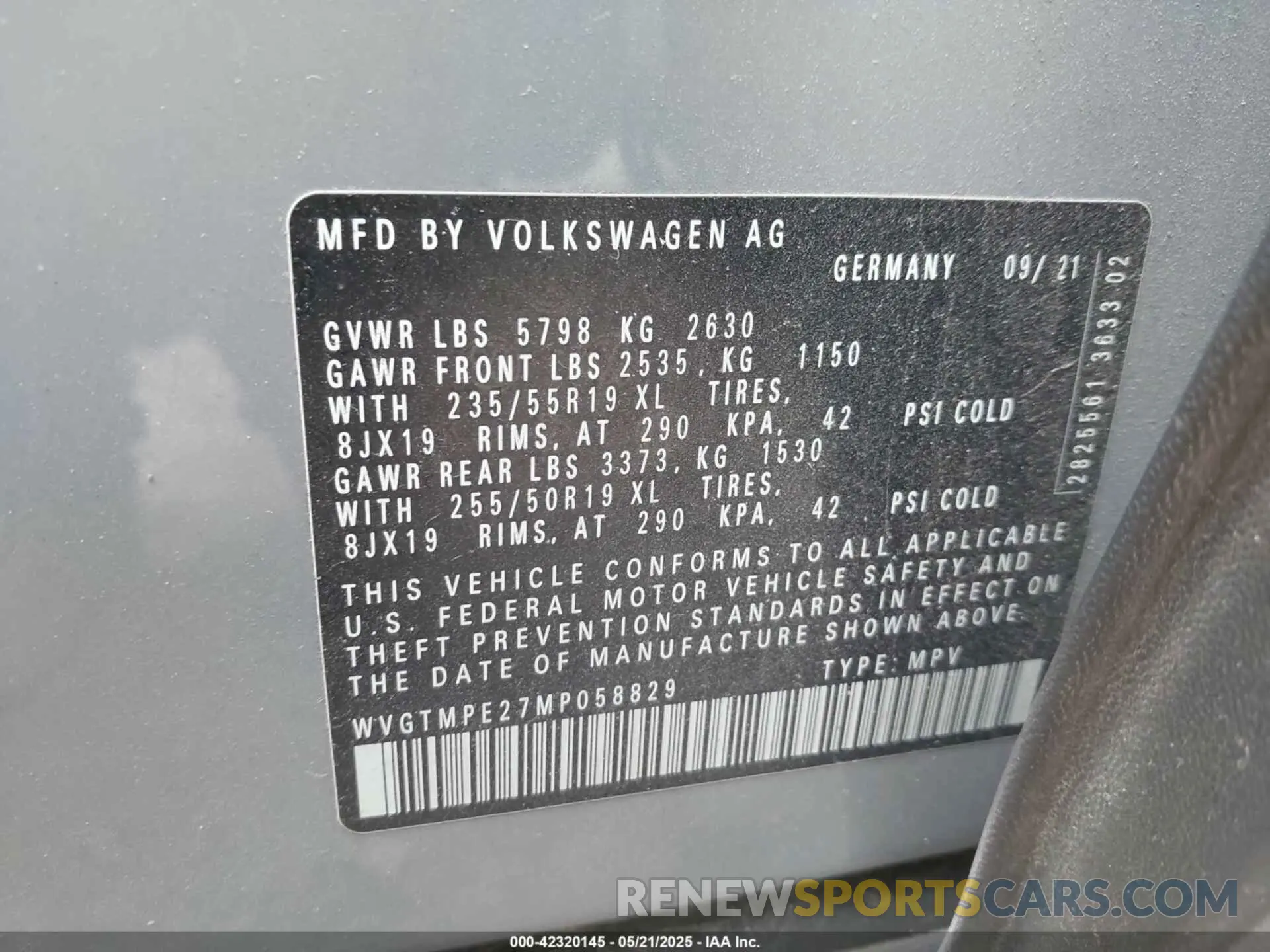 9 Photograph of a damaged car WVGKMPE26MP059322 VOLKSWAGEN ID.4 2021