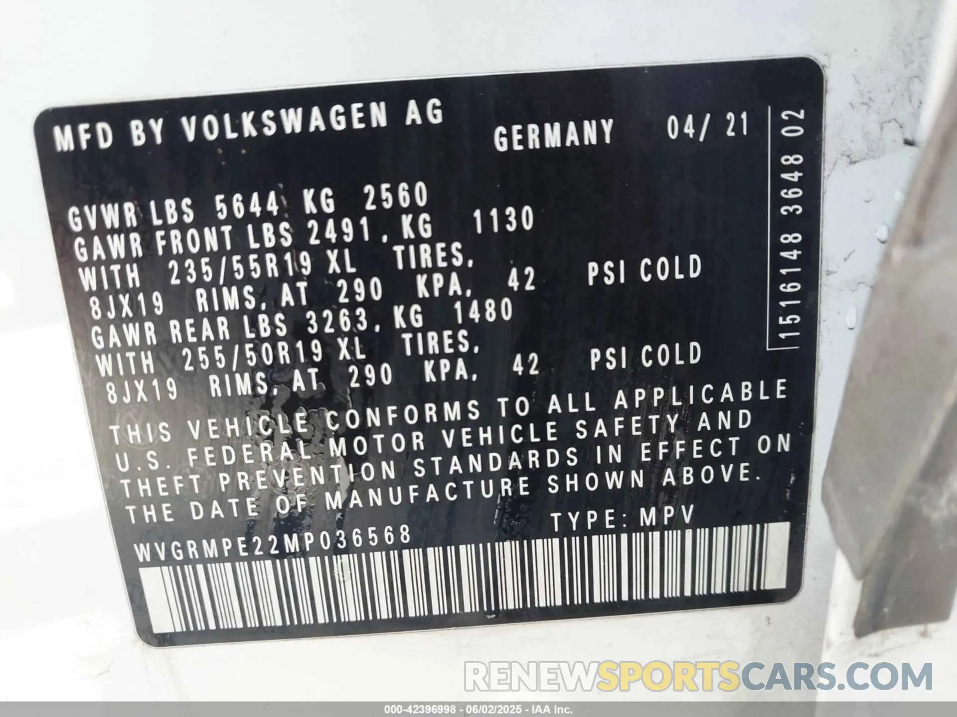 9 Photograph of a damaged car WVGRMPE22MP036568 VOLKSWAGEN ID.4 2021