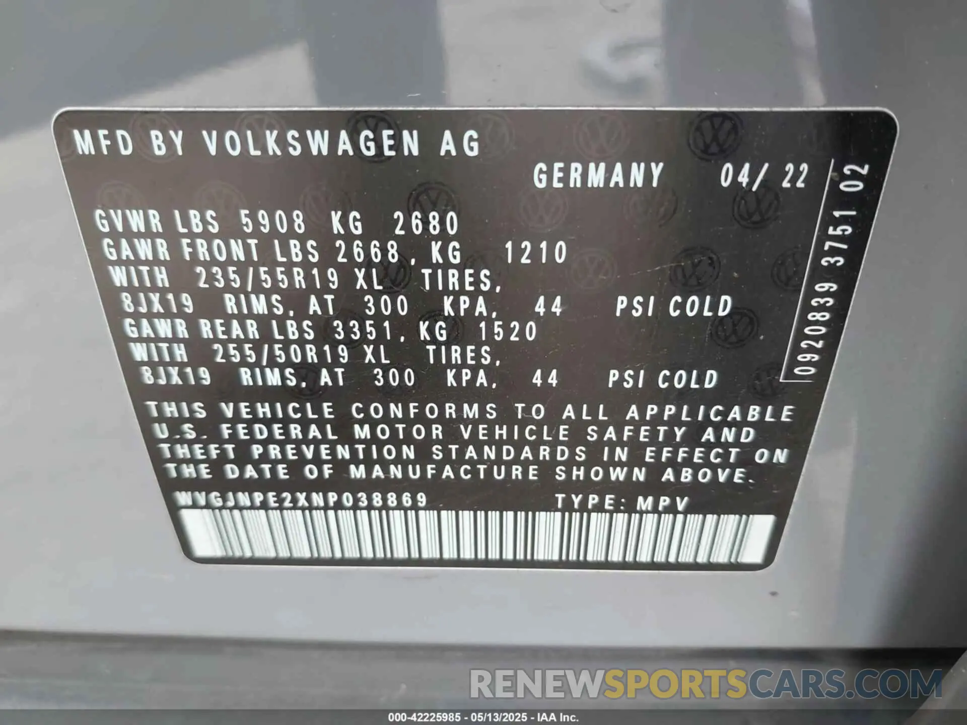 9 Photograph of a damaged car WVGJNPE2XNP038869 VOLKSWAGEN ID.4 2022