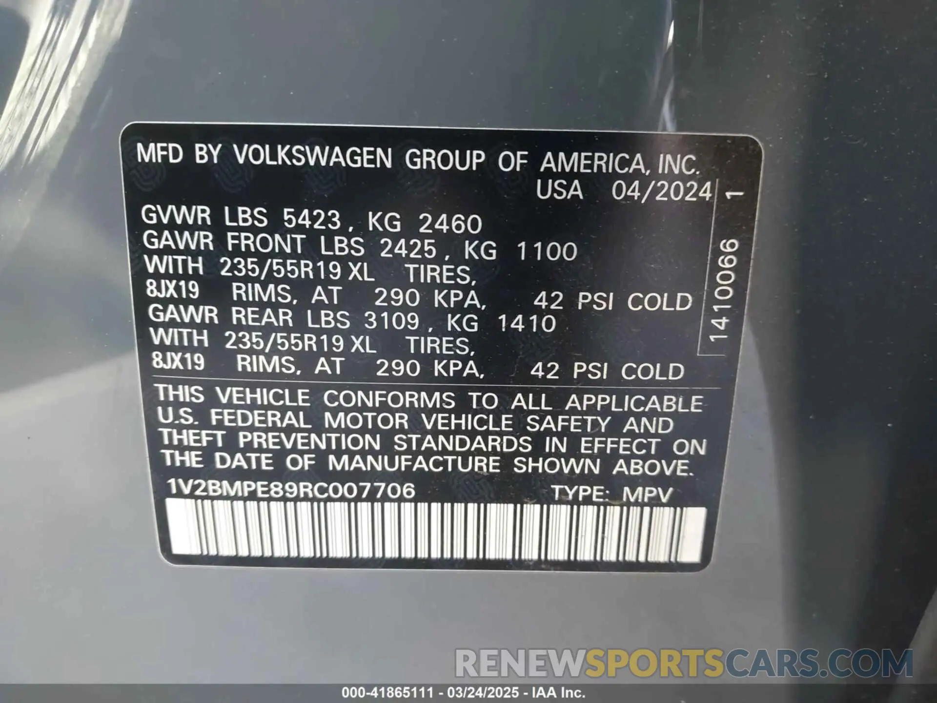 9 Photograph of a damaged car 1V2BMPE89RC007706 VOLKSWAGEN ID.4 2024