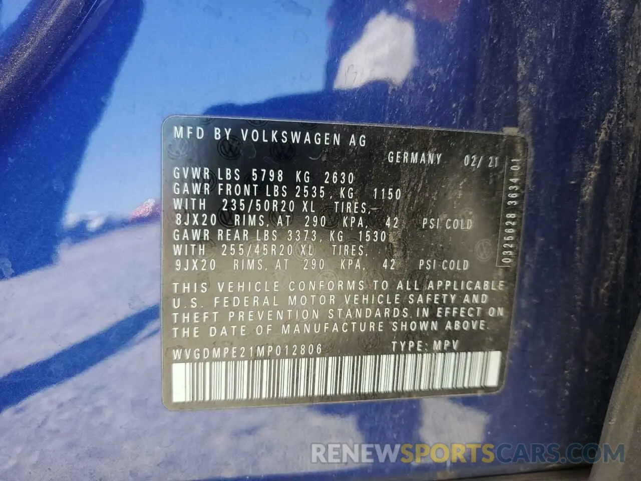 13 Photograph of a damaged car WVGDMPE21MP012806 VOLKSWAGEN ID.4 FIRST 2021