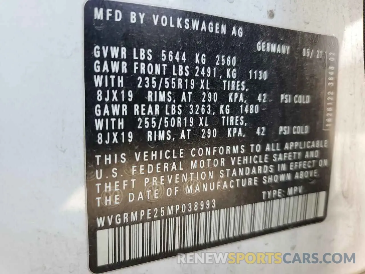 14 Photograph of a damaged car WVGRMPE25MP038993 VOLKSWAGEN ID.4 PRO 2021