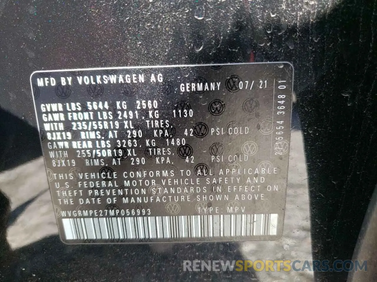 13 Photograph of a damaged car WVGRMPE27MP056993 VOLKSWAGEN ID.4 PRO 2021