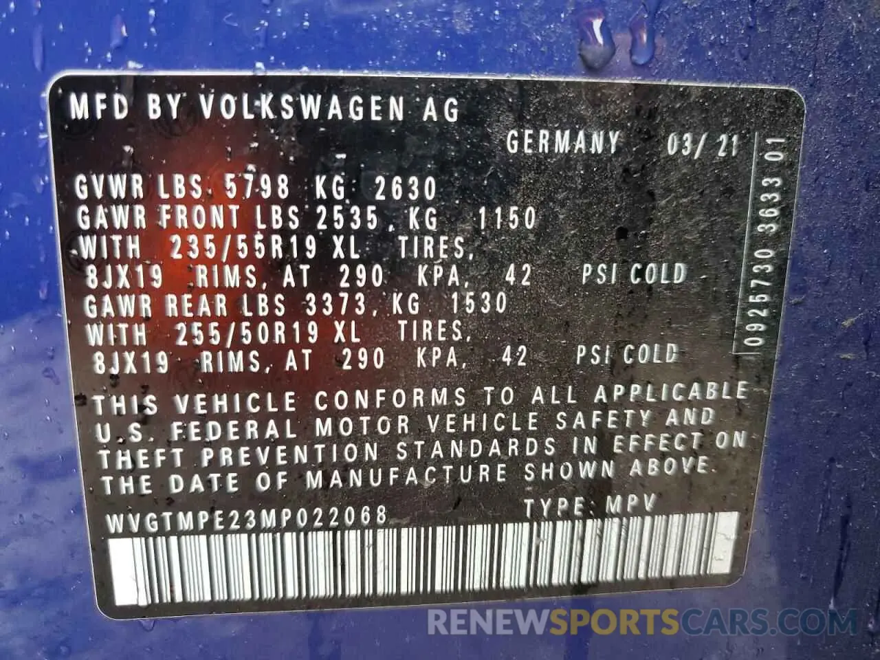 13 Photograph of a damaged car WVGTMPE23MP022068 VOLKSWAGEN ID.4 PRO S 2021