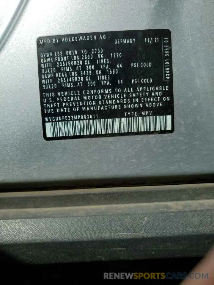 14 Photograph of a damaged car WVGUNPE23MP063611 VOLKSWAGEN ID.4 PRO S 2021