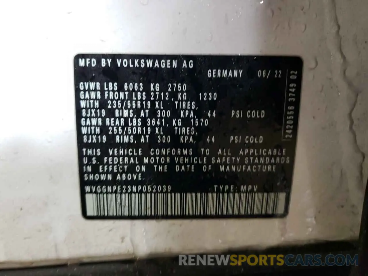 12 Photograph of a damaged car WVGGNPE23NP052039 VOLKSWAGEN ID.4 PRO S 2022