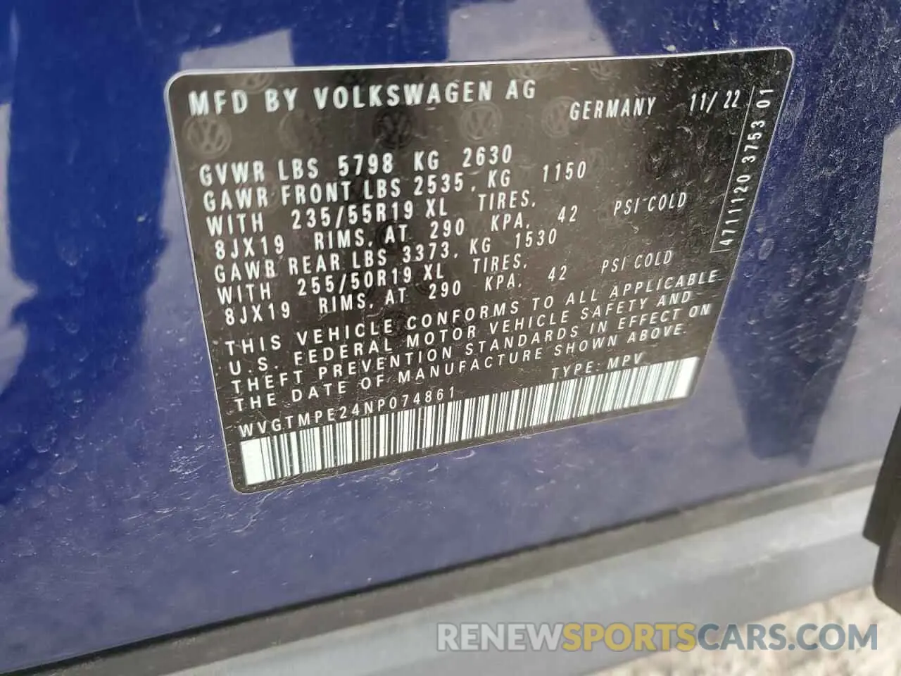 15 Photograph of a damaged car WVGTMPE24NP074861 VOLKSWAGEN ID.4 PRO S 2022